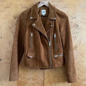 GAP Suede Moto Camel Jacket with Silver Hardware - Size X-Small